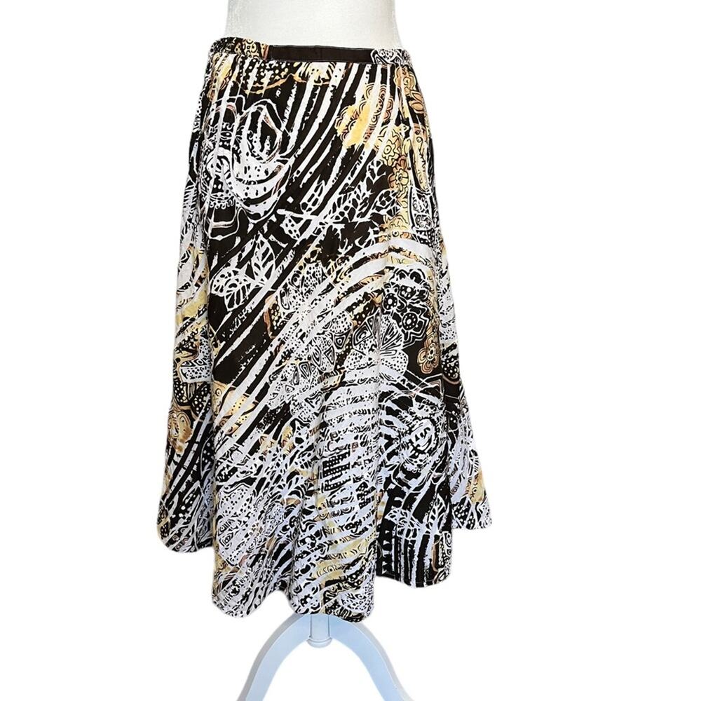 Chico's Floral Tiger Print Midi Skirt With Hidden Side Zip Closure Size 8